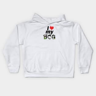 I love (heart) my dog - Dalmatian oil painting word art Kids Hoodie